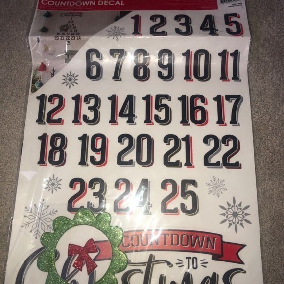 Countdown‎ To Christmas Wall Window Mirror Decals Advent Calendar New - Picture 10 of 12